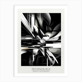 Technology Abstract Black And White 6 Poster Art Print
