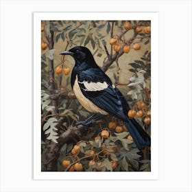 Dark And Moody Botanical Magpie 5 Art Print