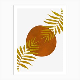 Golden Leaves On A Black Background Art Print