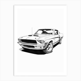 Ford Mustang Line Drawing 9 Art Print