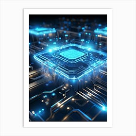 Ai Integrated Futuristic Electronic Circuit Glowing Etched Circuits Intertwining Wires Metallic S (2) Art Print