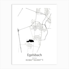 Egelsbach,Germany Minimalist Map Art Print