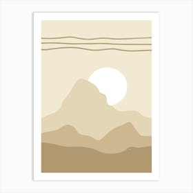 Beige Hill View Art Print