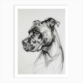 Cane Corso Charcoal Line 3 Art Print