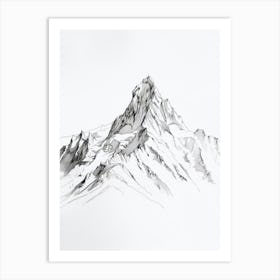 Aconcagua Argentina Line Drawing 3 Art Print