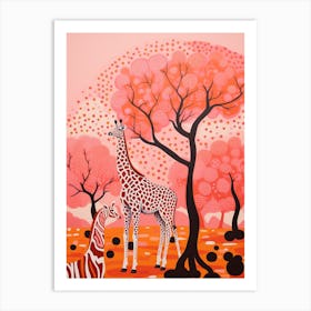 Giraffe With The Acacia Trees 3 Art Print