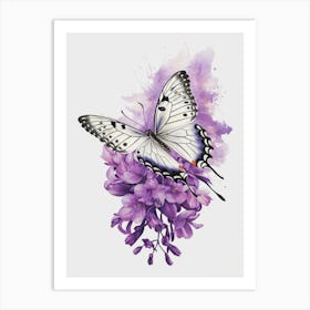 Butterfly On Purple Flowers Art Print