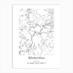 Winterthur,Switzerland Minimalist Map Art Print