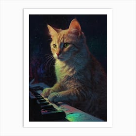 Cat Playing Piano 2 Art Print