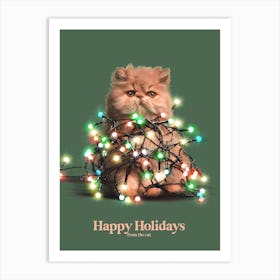 Happy Holidays From The Cat Art Print