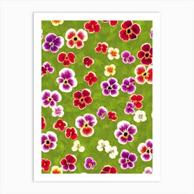 Pansy 2 Repeat Retro Flower Art Print