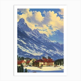 Garmisch Partenkirchen, Germany Ski Resort Vintage Landscape 1 Skiing Poster Art Print