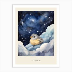 Baby Pigeon 1 Sleeping In The Clouds Nursery Poster Art Print