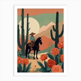 Cowboy In The Desert 21 Art Print