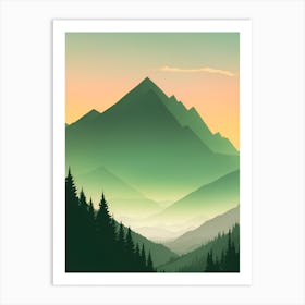 Misty Mountains Vertical Composition In Green Tone 16 Art Print