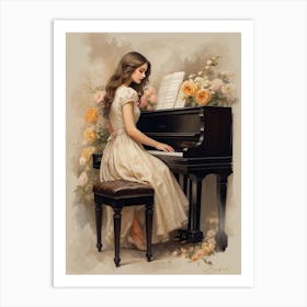 Girl At The Piano Art Print