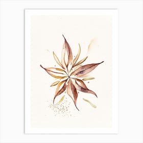 Star Anise Leaf Minimalist Watercolour 1 Art Print