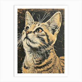 Exotic Shorthair Cat Relief Illustration 1 Art Print