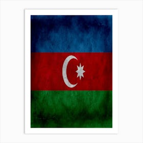 Azerbaijan Flag Texture Art Print