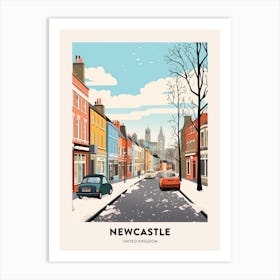 Vintage Winter Travel Poster Newcastle United Kingdom 1 Art Print