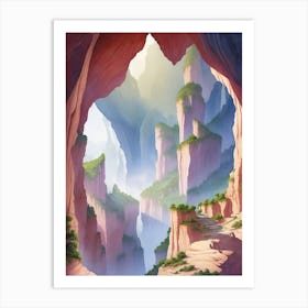 Mystical Caves Carved Into The Cliffside Art Print