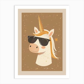 Unicorn With Sunglasses Muted Pastel 1 Art Print