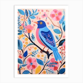 Pink Scandi Eastern Bluebird 3 Art Print