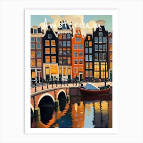 Amsterdam Netherlands Travel Poster Fauvist Style Painting Art Print