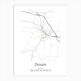 Drouin,Australia Minimalist Map Art Print