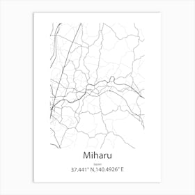 Miharu,Japan Minimalist Map Poster