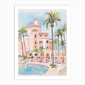 The Ritz Carlton Bacara, Santa Barbara   Santa Barbara, California   Resort Storybook Illustration 7 Art Print