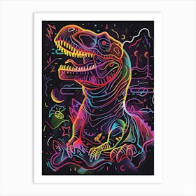 Dinosaur Neon Outlines 1 Art Print