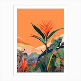 Boho Plant Painting Bird Of Paradise 1 Art Print