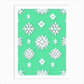 Winter Snowflake Pattern, Snowflakes, Kids Illustration 1 Art Print