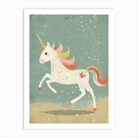 Pastel Unicorn Blue Background 4 Art Print