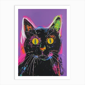 Cat On Purple Art Print