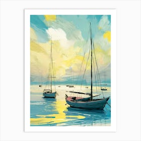 Sailboats At Sunset 3 Art Print