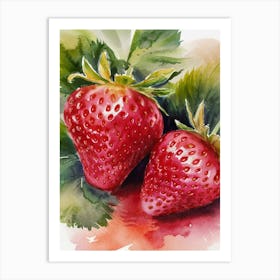 Strawberry Watercolor Painting Art Print