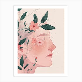 Portrait Of A Woman With Flowers 23 Art Print