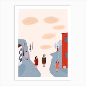 San Francisco, California Scene, Tiny People And Illustration 4 Art Print