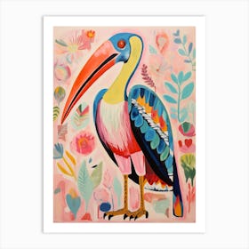 Pink Scandi Pelican 4 Art Print