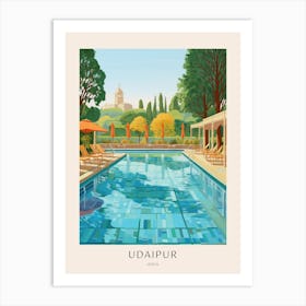 Udaipur India Midcentury Modern Pool Poster Art Print