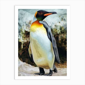 Galapagos Penguin Bartolom Island Colour Block Painting 2 Art Print