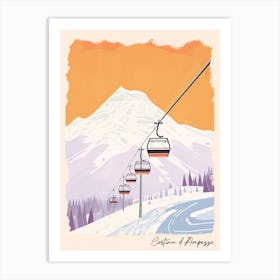 Poster Of Cortina D Ampezzo   Italy, Ski Resort Pastel Colours Illustration 2 Art Print