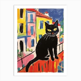 Painting Of A Cat In Marseille France 2 Art Print