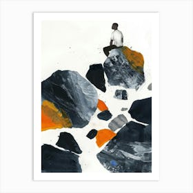 Man On Rocks Art Print