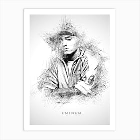 Eminem Rapper Sketch Art Print