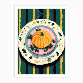 A Plate Of Pumpkins, Autumn Food Illustration Top View 56 Art Print