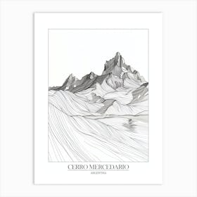 Cerro Mercedario Argentina Line Drawing 3 Poster Art Print