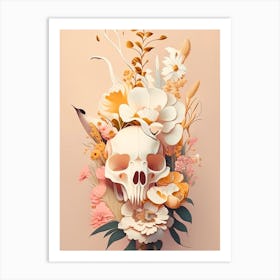 Animal Skull Vintage Floral Art Print